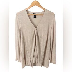 Grace The Perfect fit Cardigan Womens Sz S Linen Beachy Minimalist Button Front